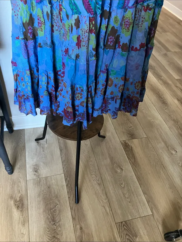 Derek Heart Bohemian Tiered patchwork Maxi skirt Blue Floral Maxi - Image 4