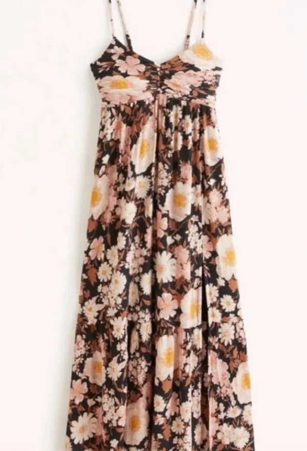 Abercrombie Crinkle Textured Ruched Maxi Dress - Image 4