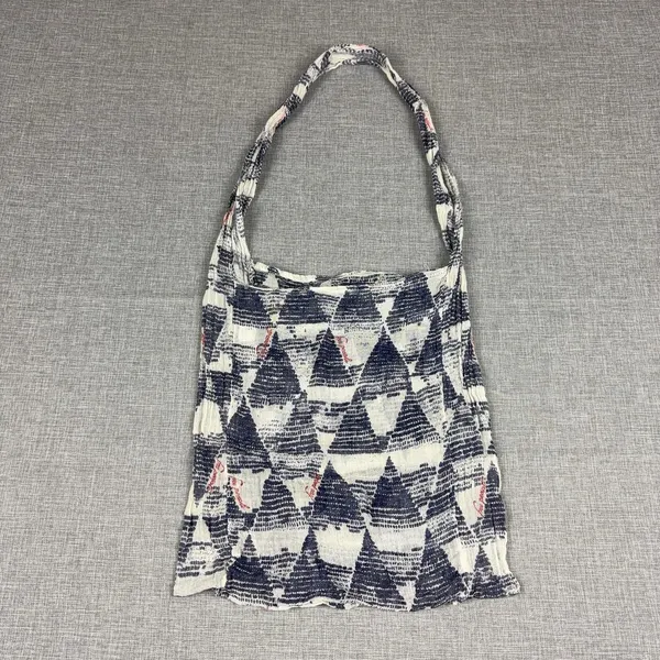 Free People Shoulder Bag Womens Medium Blue Geometric Cotton Boho Lightweight - Image 6