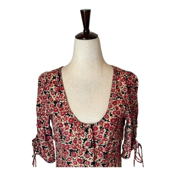 Free People Melanie Dress Women XS Red Floral Mini‎ Boho Cottagecore Festival - Image 5