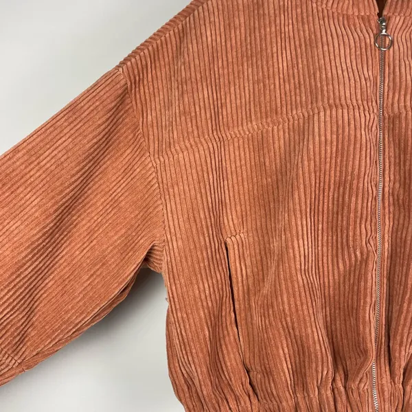Altar’d State‎ Dusty Pink Women's Corduroy Cropped Hooded Full Zip Jacket - Image 3