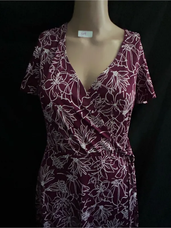 Fortune & Ivy Women’s Purple & White Floral Wrap Maxi Dress Petite Small - Image 8