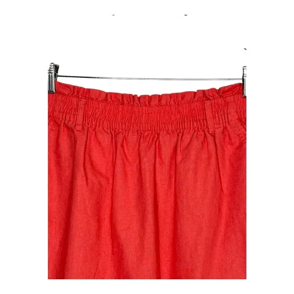 J.Crew Paperbag Waist Skirt Womens Small‎ Orange Linen Cotton Mini Pocket Skirt - Image 5