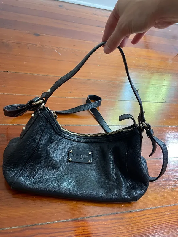 Kate Spade New York Black Pebbled Leather Crossbody Shoulder Bag Classic 🧡🎀 - Image 5