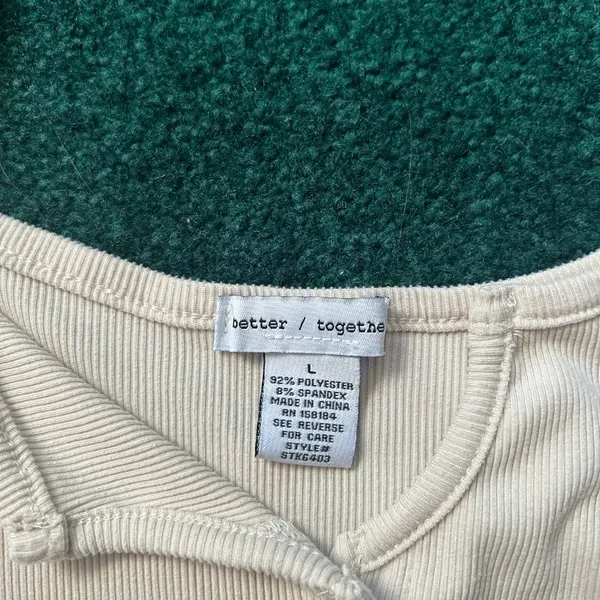 Beige Button Down Cami Tan Size L - Image 4