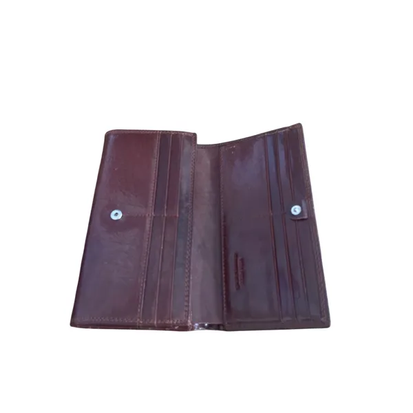 Italian Leather Genuine Leather Brown Bi Fold Wallet Clutch Classic Chic - Image 3