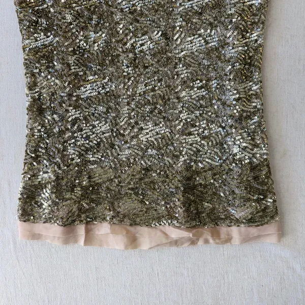 Wren 100% Silk Sequin‎ Embroidered Tank Top Champagne XS Made USA - Image 5