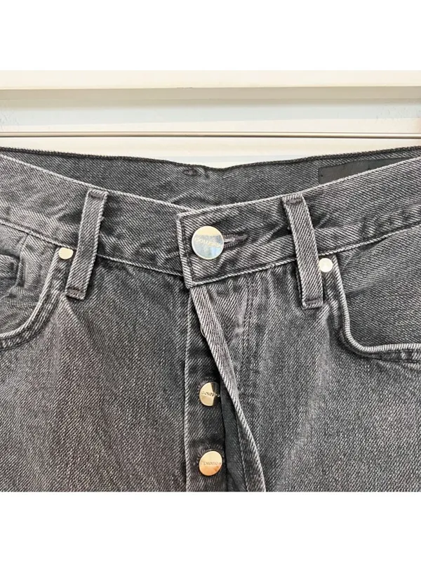 Goldsign‎ Benefit Jeans Size 24 Gray High Rise Straight Rigid Old Money Minimal - Image 6