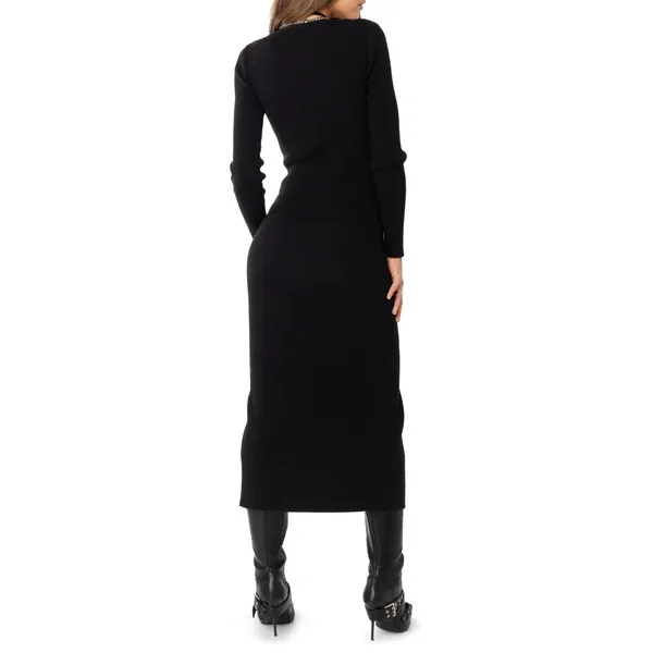 Line And Dot S Ribbed Wool/Rayon Sweater Dress long sleeve black Small - Image 2
