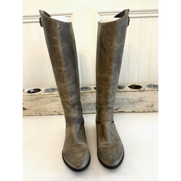 Source Unknown Charles David Boots Womens Size‎ 7.5 Taupe Leather Riding Knee High Made Italy - Image 2