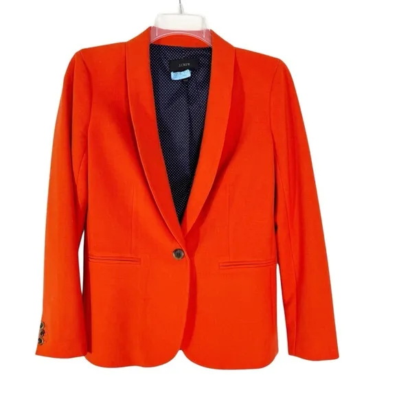 J. Crew Wool Blend Parke Single Button Blazer Orange Red Size 0 - Image 12