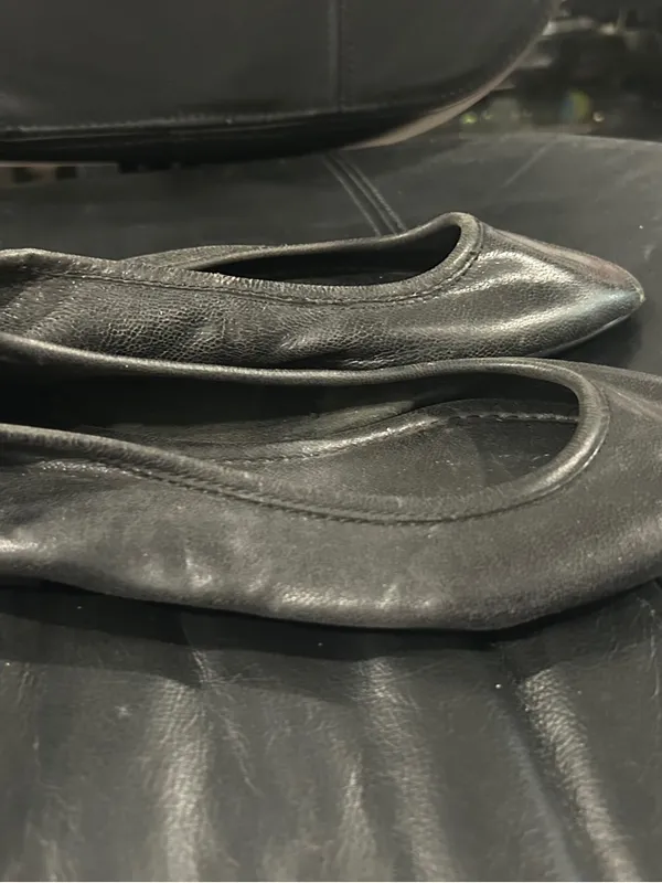 Frye Black Leather Pointed Ballet Flats - Image 6