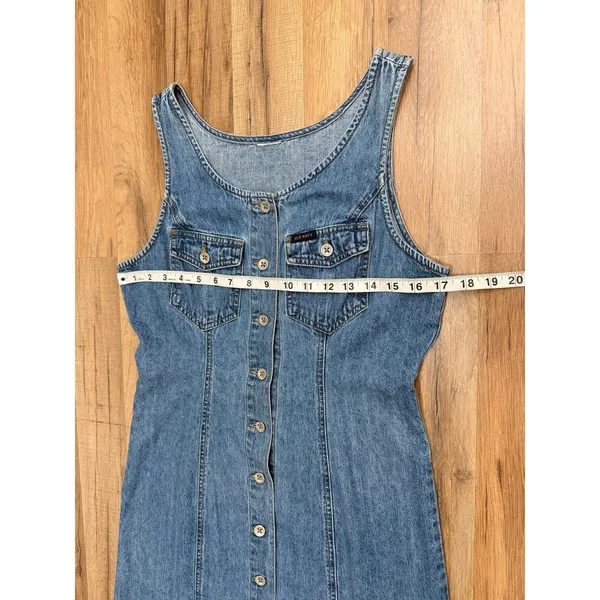Old‎ Navy Denim Button Front Mini Dress Sleeveless Blue Women’s Medium Wash - Image 6