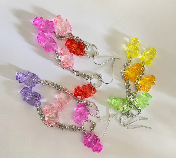 Handmade Kitty Kawaii dangle earrings Y2k NEW 💚 - Image 4