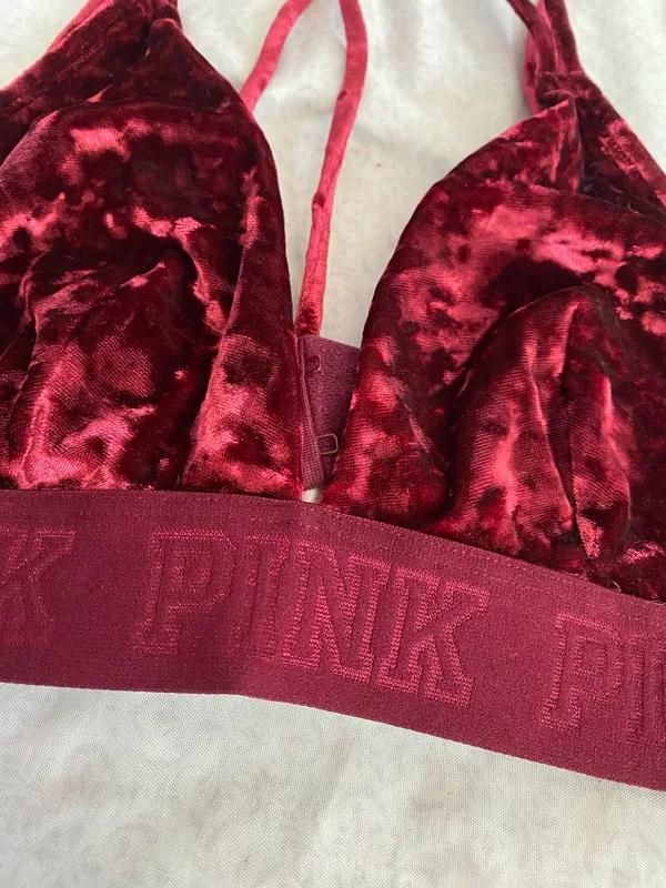 Victoria's Secret PINK velvet maroon bralette - Image 3