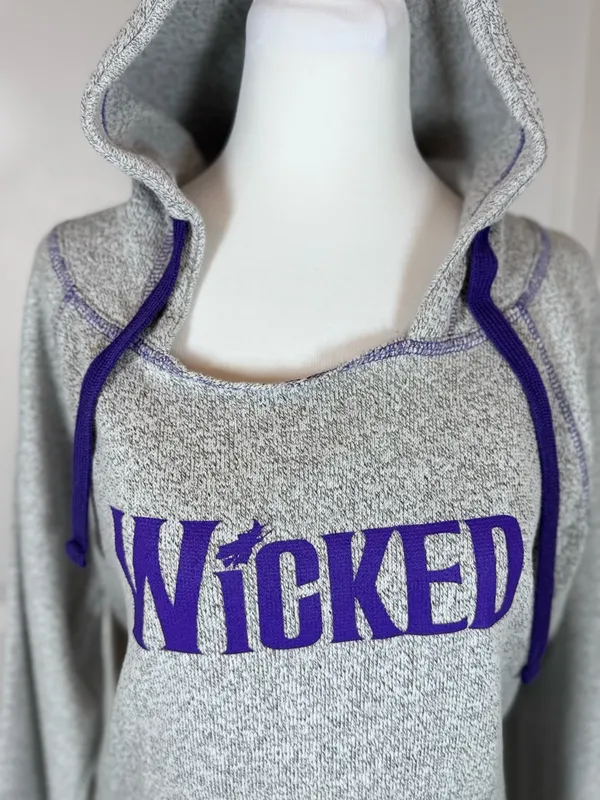 Wicked Musical Hoodie Womens Medium Gray Purple Logo Broadway Theater Lounge Top - Image 3