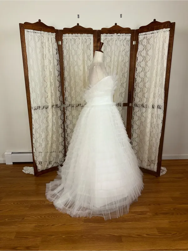 Stunning New MacDuggal Tiered Tulle Wedding Gown - Image 6