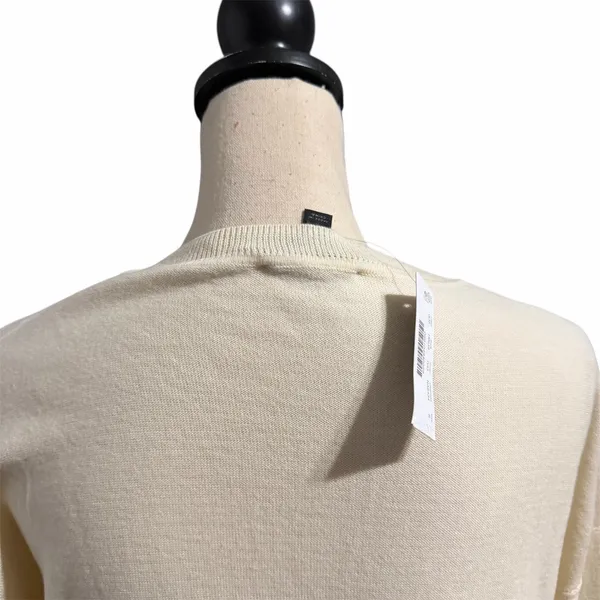 J. Crew NEW Womens Cream 100% Cotton Tie Front Crewneck Sweater Sz S Lightweight - Image 4
