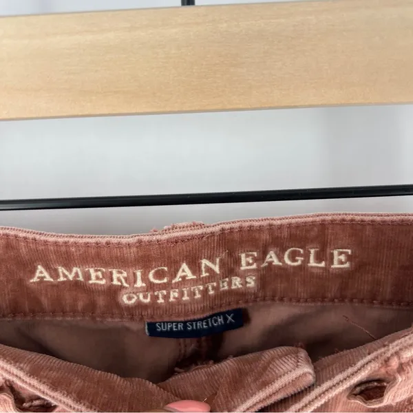 American Eagle Size 2 Stretch Corduroy Distressed Cutoff High Rise Mini Skirt‎ - Image 7