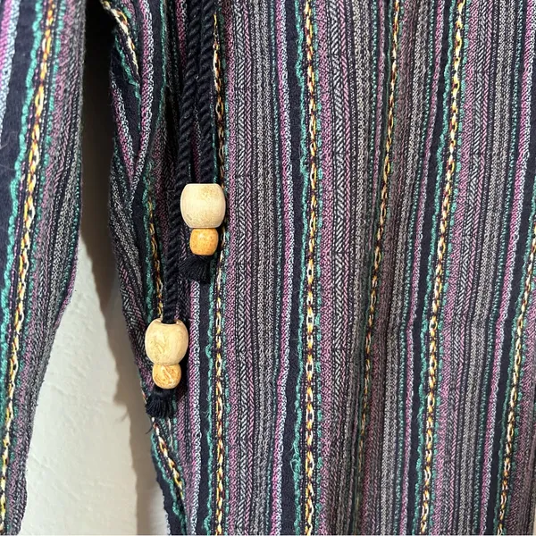 Sundance boho lagenlook cotton blend striped pants colorful small pull on - Image 3