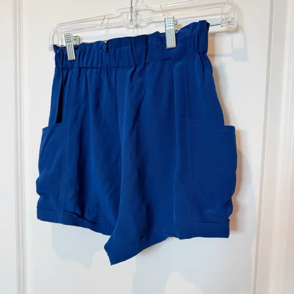 Aritzia Womens Silk High Rise Shorts Size XS Blue Nautical Resort Vacation - Image 2