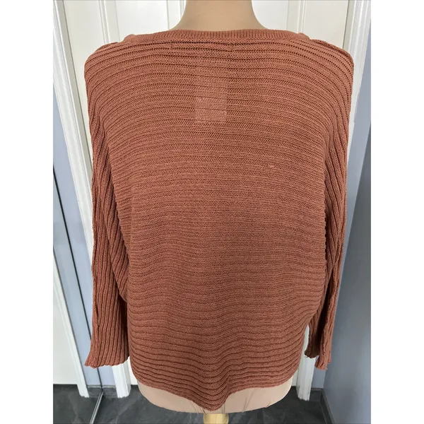 Free People Beach Women's Pullover Sweater Size XS Rust Brown Dolman‎ Ribbed - Image 5