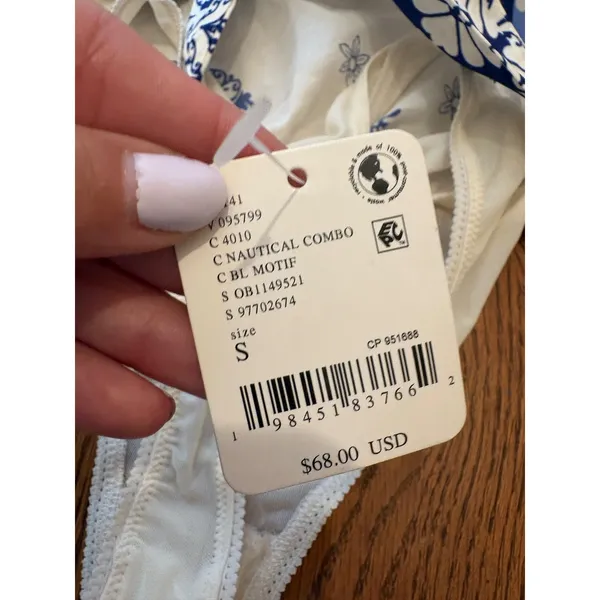 Free People Bodysuit Womens Small Blue White Nautical Halter Neck OB1149521 - Image 6
