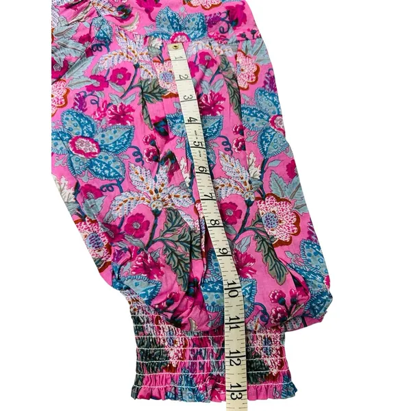 NWT Maisie Floral Ballon 3/4 Sleeve 100% Cotton Minidress Pink Ethnic Size Large - Image 8