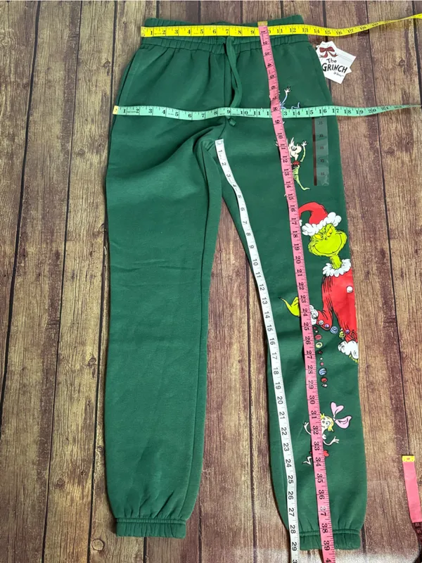 🆕 Dr. Seuss The Grinch Evergreen Fleece Sweatpants Size XS Dark Green NWT - Image 3