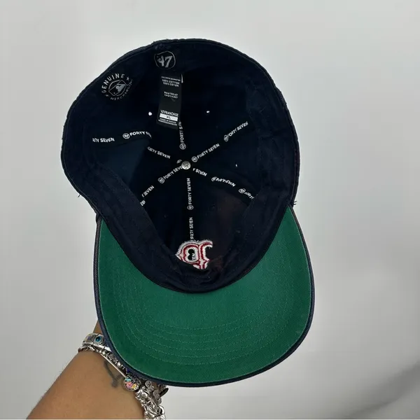 Boston Red Sox Custom Bleach Splatter Dad Hat Size XL - Image 7