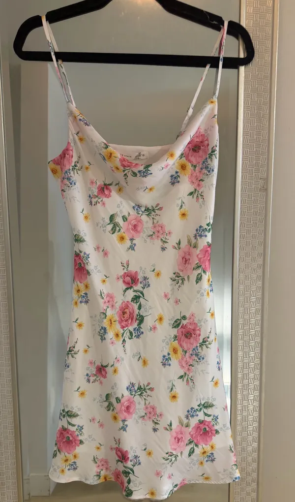 Altar'd State White Floral Slip Dress with Pink Roses NWT - Image 4