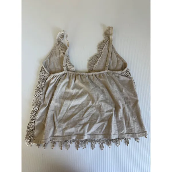 Miss Only Italy Beige Crochet Lace‎ V-Neck Camisole Boho Cotton Tank Top 89023 - Image 4