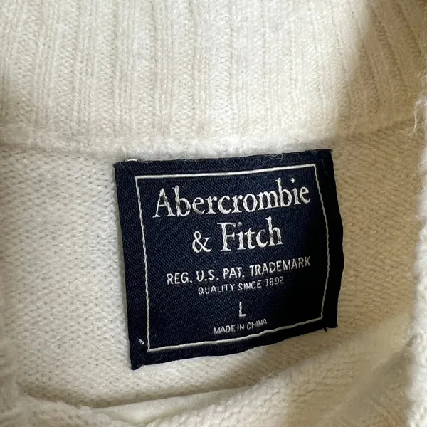 Abercrombie & Fitch Mock Neck Stripe Sweater Size Large - Image 3
