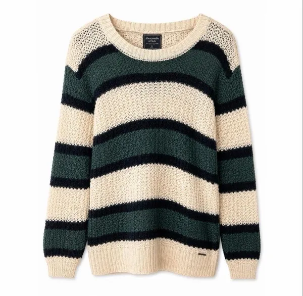 Abercrombie and Fitch Alpaca Wool Blend Colorblock Stripe Sweater Size XS - Image 2