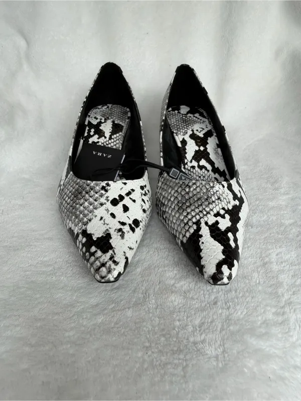 Zara women shoes 36/US 7.5 Snake Print Block Heels Pumps New No Box - Image 4