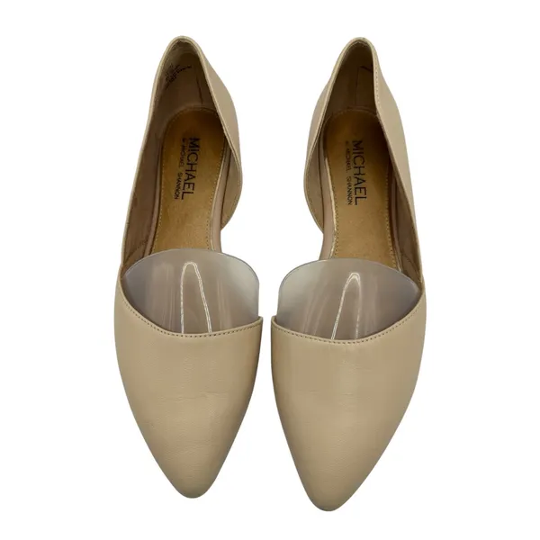 Michael Shannon Alyssa Flats Women‎ 9 Beige d'Orsay Pointed Toe Leather Preppy - Image 3