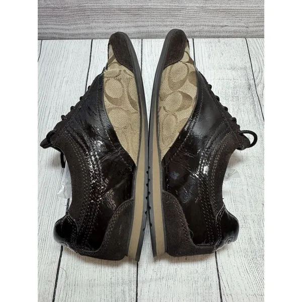 Coach Kodie Signature Sneaker A1390 Canvas/Patent Khaki/Brown Women's 8M - Image 4