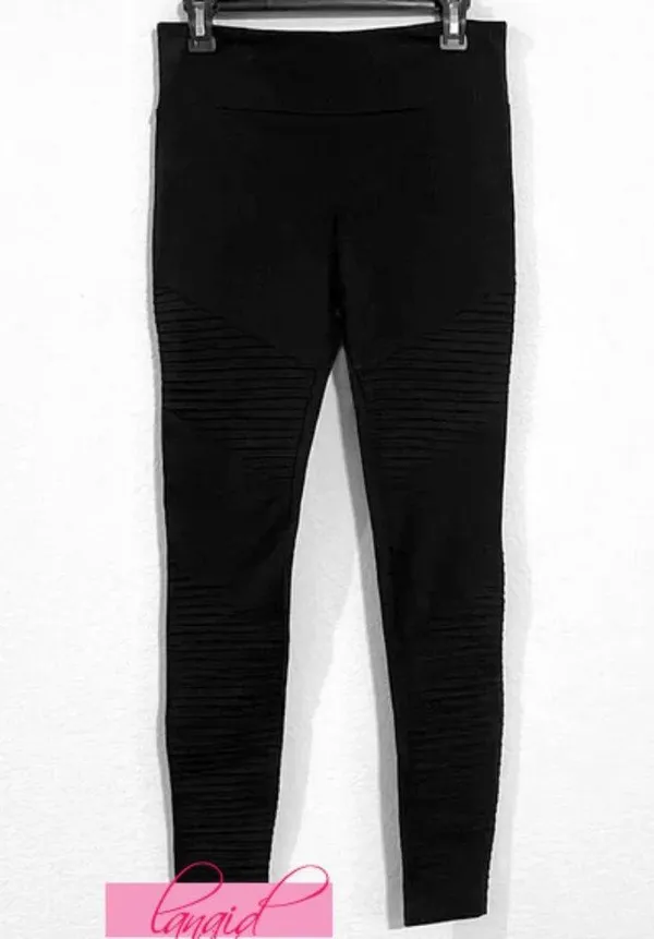Cotton On Tranquil Moto Leggings Black Suede Velour Stretchy Edgy Tights Skinny - Image 5