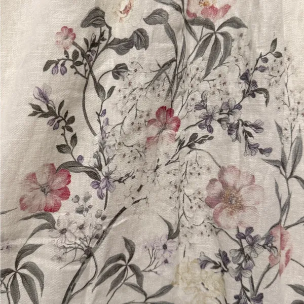 Joie Linen Blend Midi Dress L Ivory Floral Coastal Resort Summer Linen Blend‎ - Image 6
