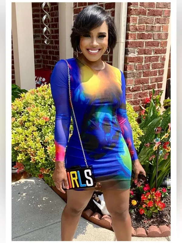 Zara Blue Multicolor Abstract Mini Dress - Image 4