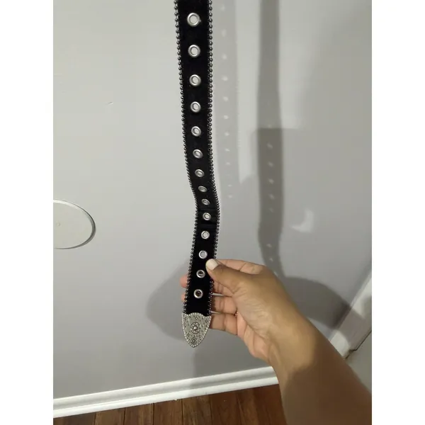 Celestial Velvet Western Belt Silver Buckle Stars Sz‎ M 34" - Image 3