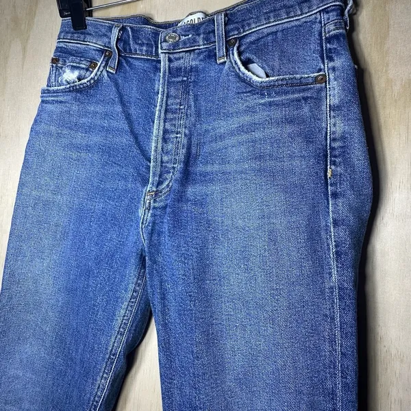 AGOLDE Nico High-Rise‎ Skinny Jeans Blue Bottom Distressed Denim Jeans Size 27 - Image 2