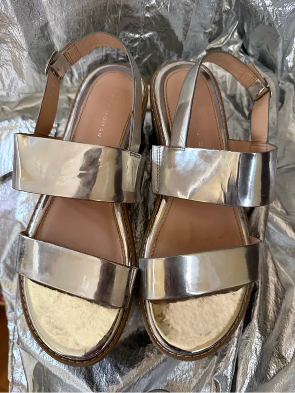 Zara Metallic Silver Platform Slingback Sandals - Image 8