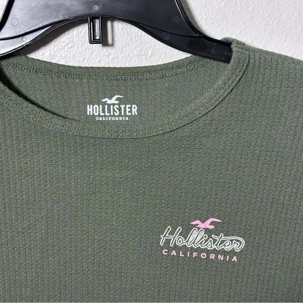 Hollister Women Green Ribbed Long Sleeve‎ Top Size Small - Image 3