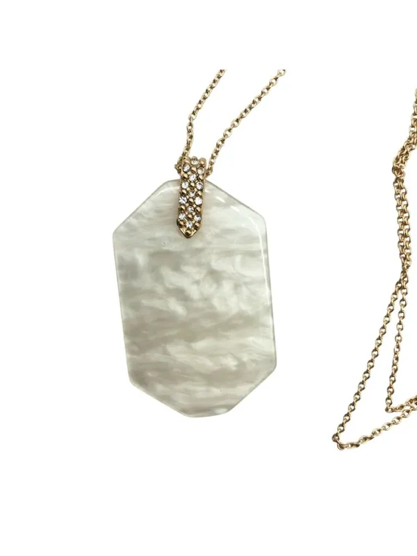 Sugarfix by Baublebar Necklace Graphic Resin Rhinestones White Gold Tone - Image 2