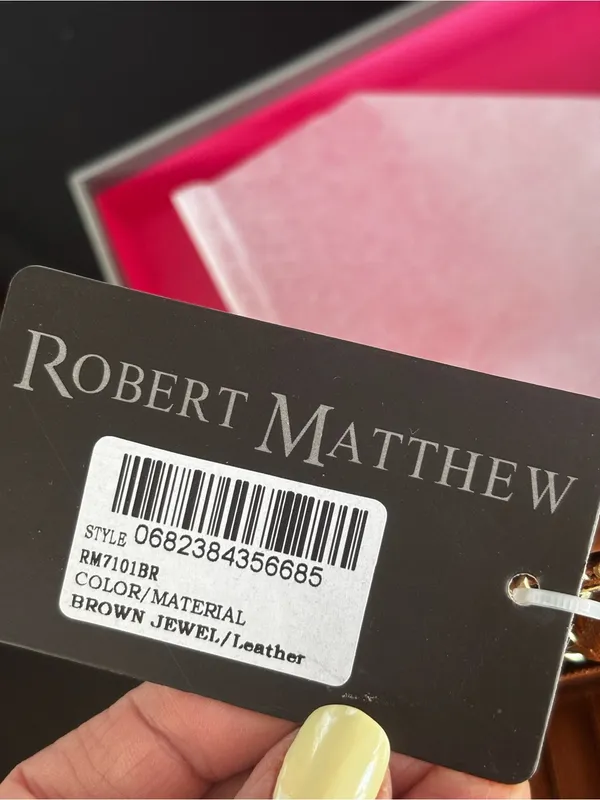 NWT Robert‎ Matthew Aria Leather Wallet Wristlet – Brown Jewel 24K Gold - Image 5