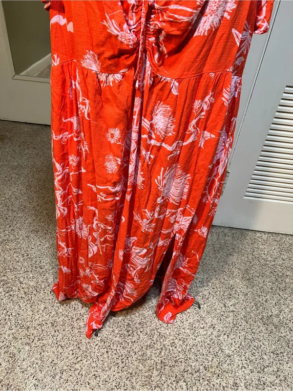 Ava & Viv Women’s Plus Size 3X Maxi Dress Orange Light Purple Floral Sweetheart - Image 5