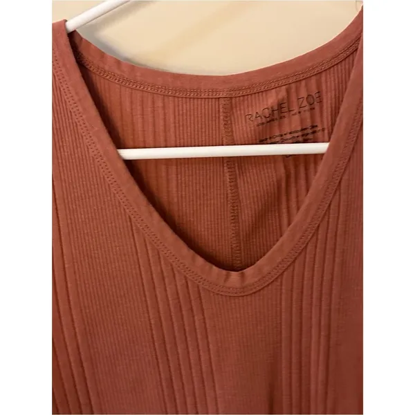 Rachel Zoe Ribbed V-Neck Sleeveless Tank Top Rust Orange Women’s Size Small - Image 2
