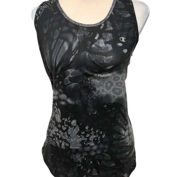 Champion Women's Black and Gray Patterned Tank Top Excellent Condition - Image 4