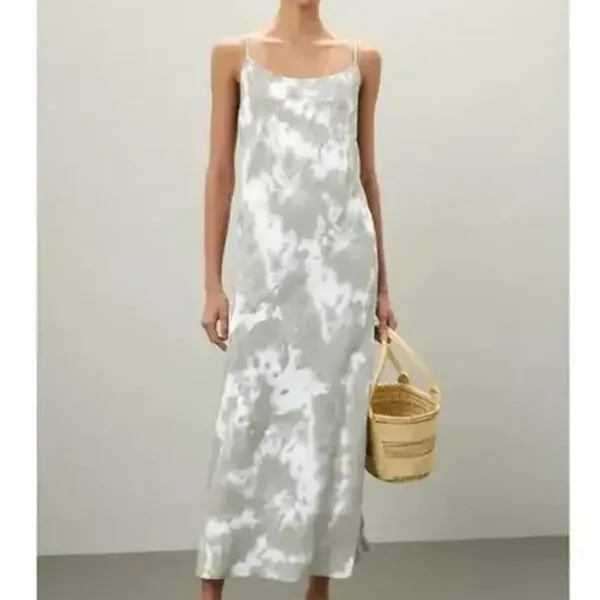 Thakoon Sleeveless Tie Dye Maxi Slip Dress Open Back Scoop Neck 0 Sage Green - Image 13